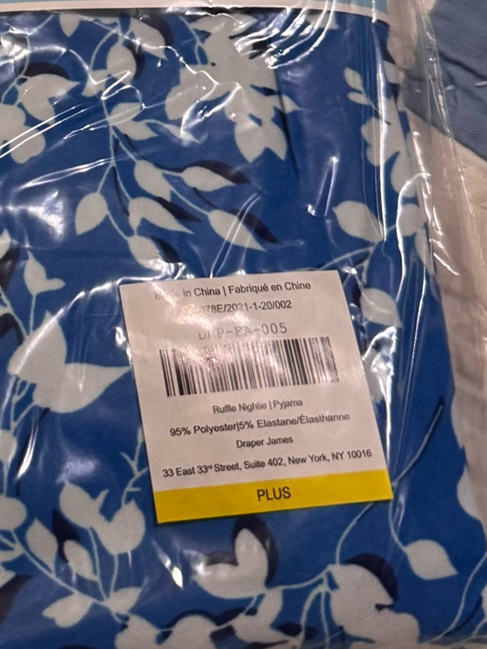 Brand New! Draper James Blue and White Floral ruffle nightie XXL/XXXL - Picture 5 of 6